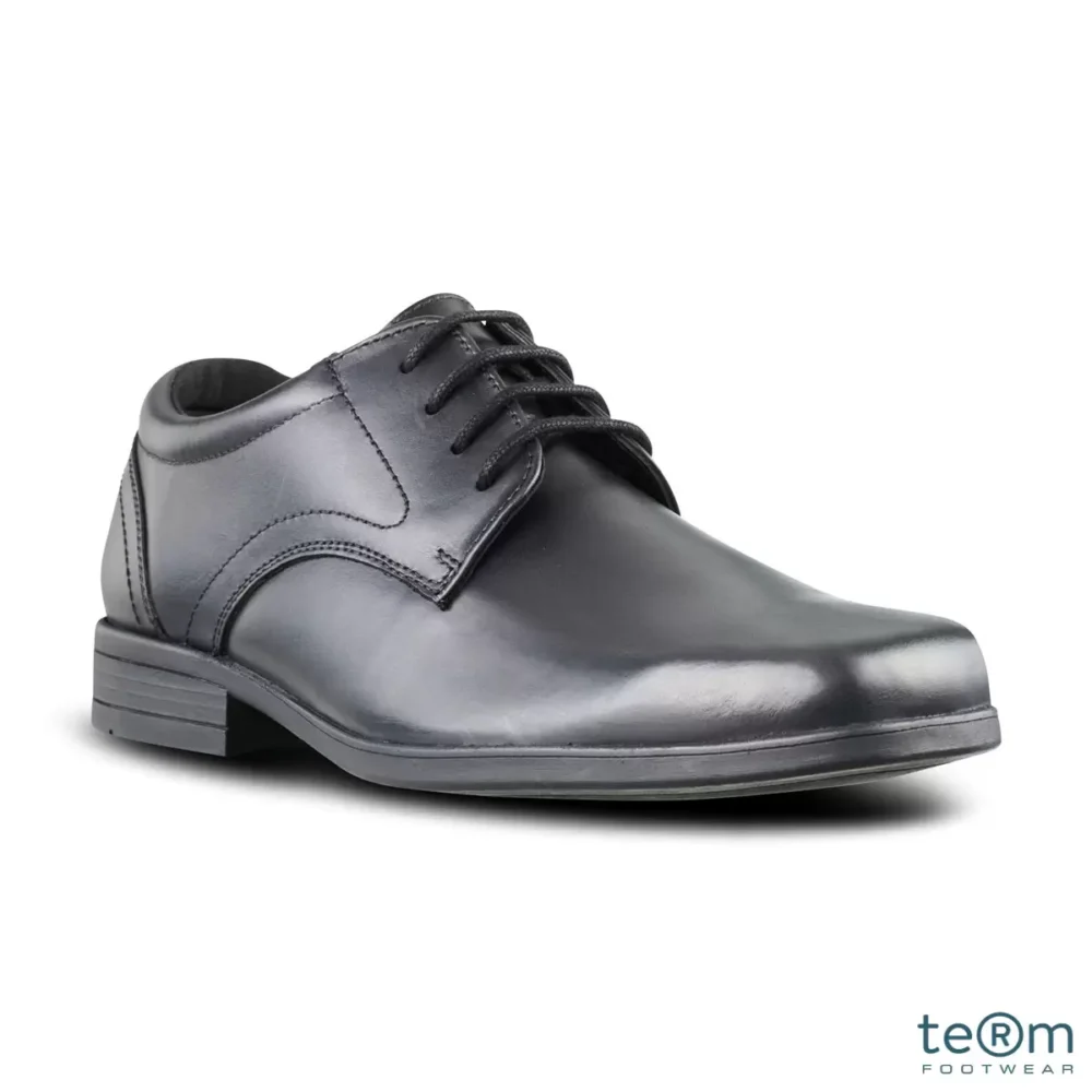 boys black leather school shoes