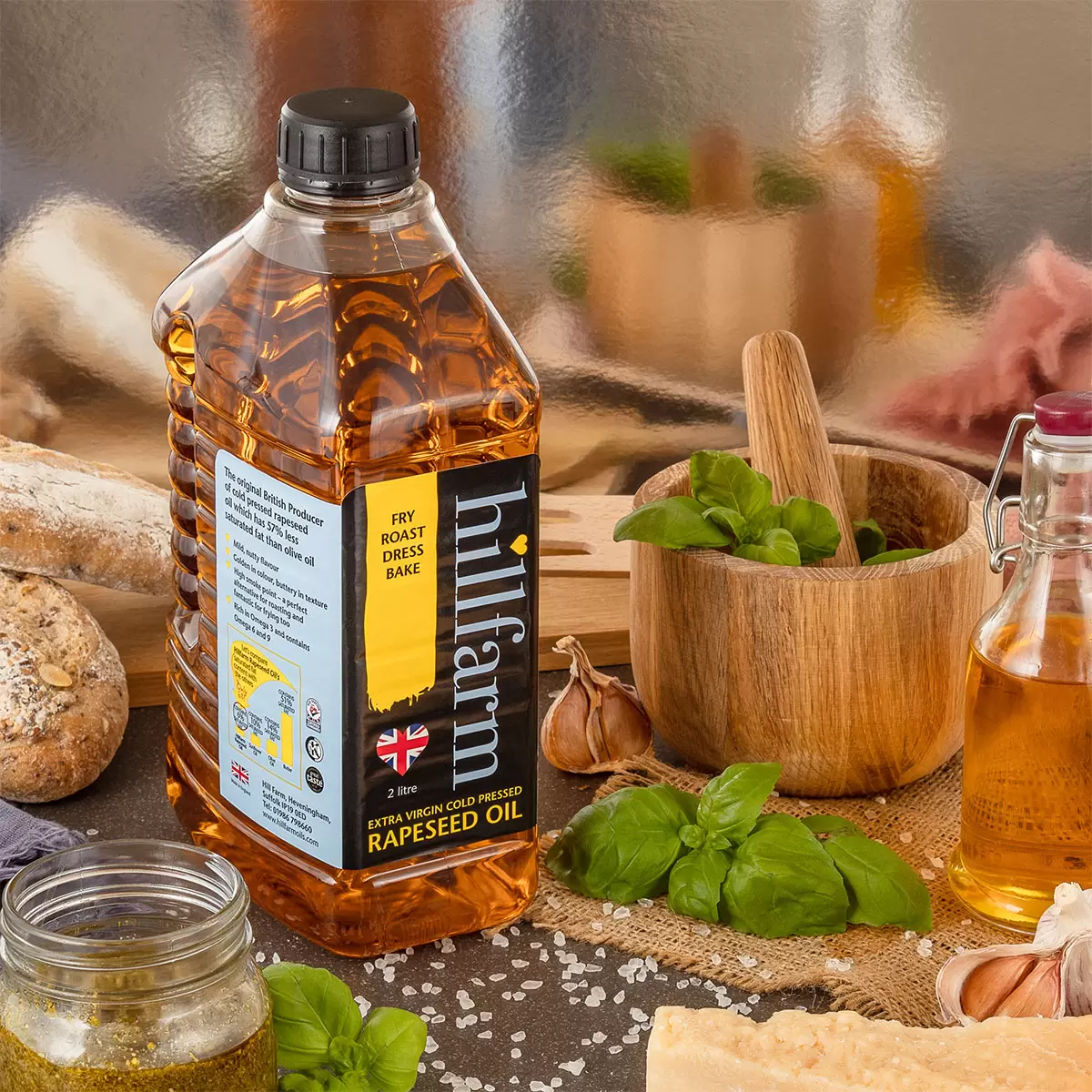Hillfarm Extra Virgin Cold Pressed Rapeseed Oil – 2L | Premium, Natural & Nutrient-Rich - Image 2