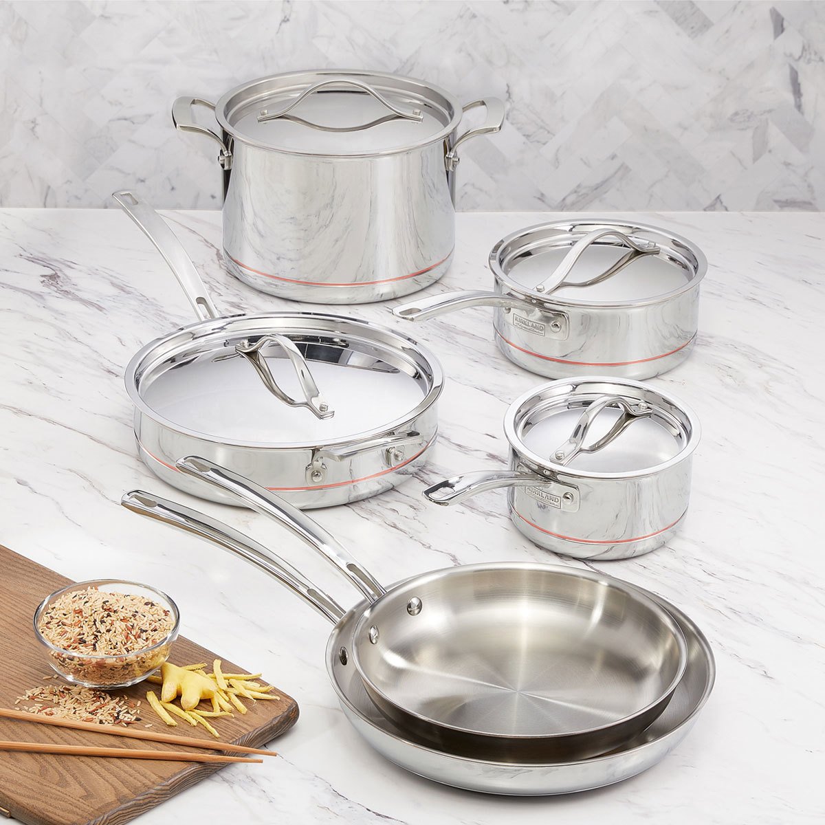 Kirkland Signature Stainless Steel 10 Piece Cookware Set - Image 2