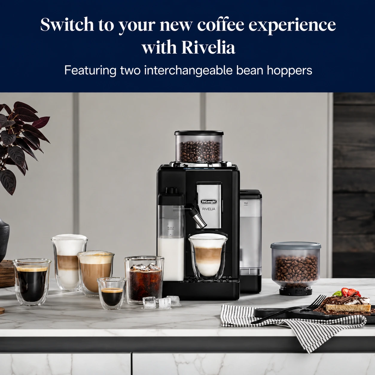 De'Longhi EXAM450.55.B Rivelia Bean-to-Cup Coffee Machine in Black - Image 4