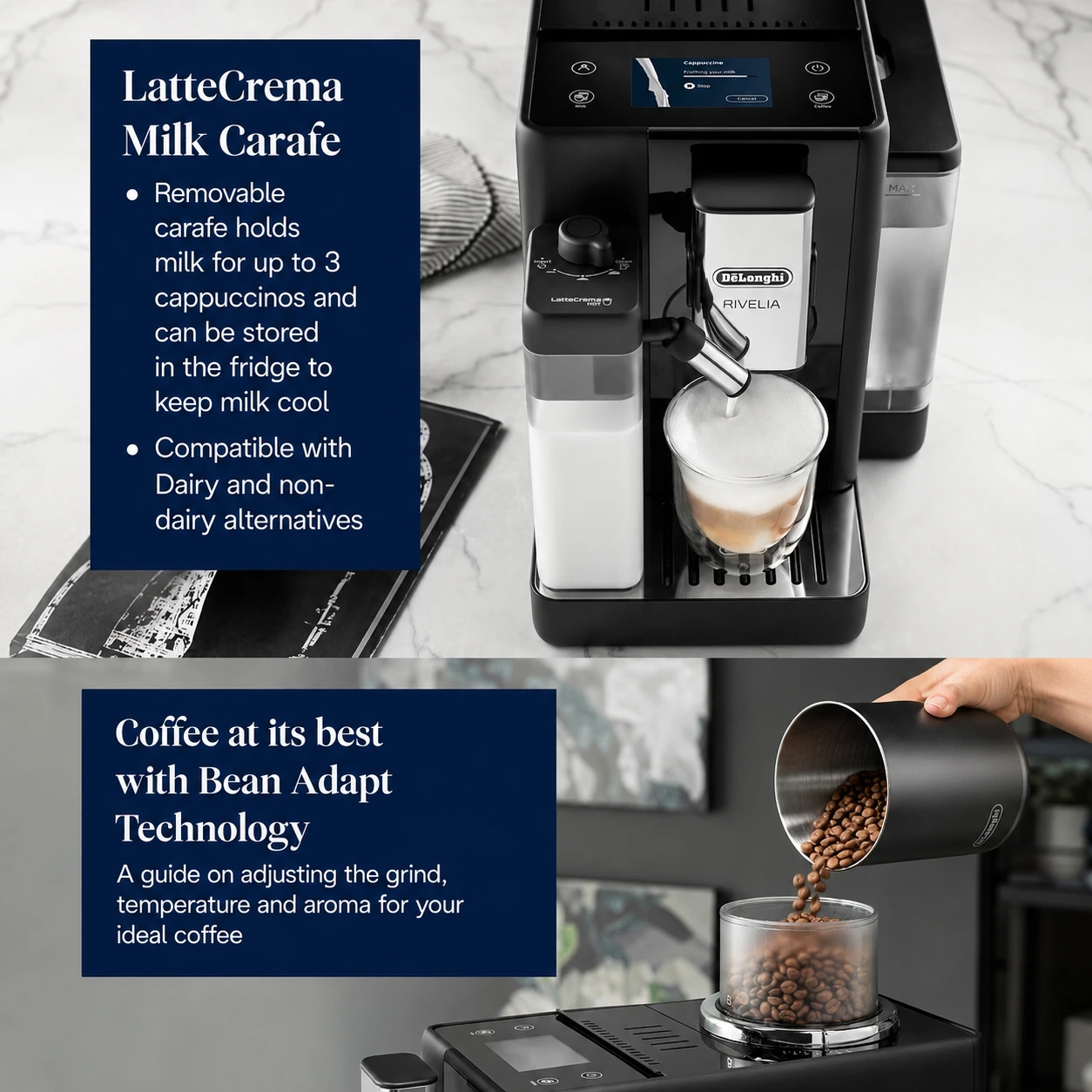 De'Longhi EXAM450.55.B Rivelia Bean-to-Cup Coffee Machine in Black - Image 2