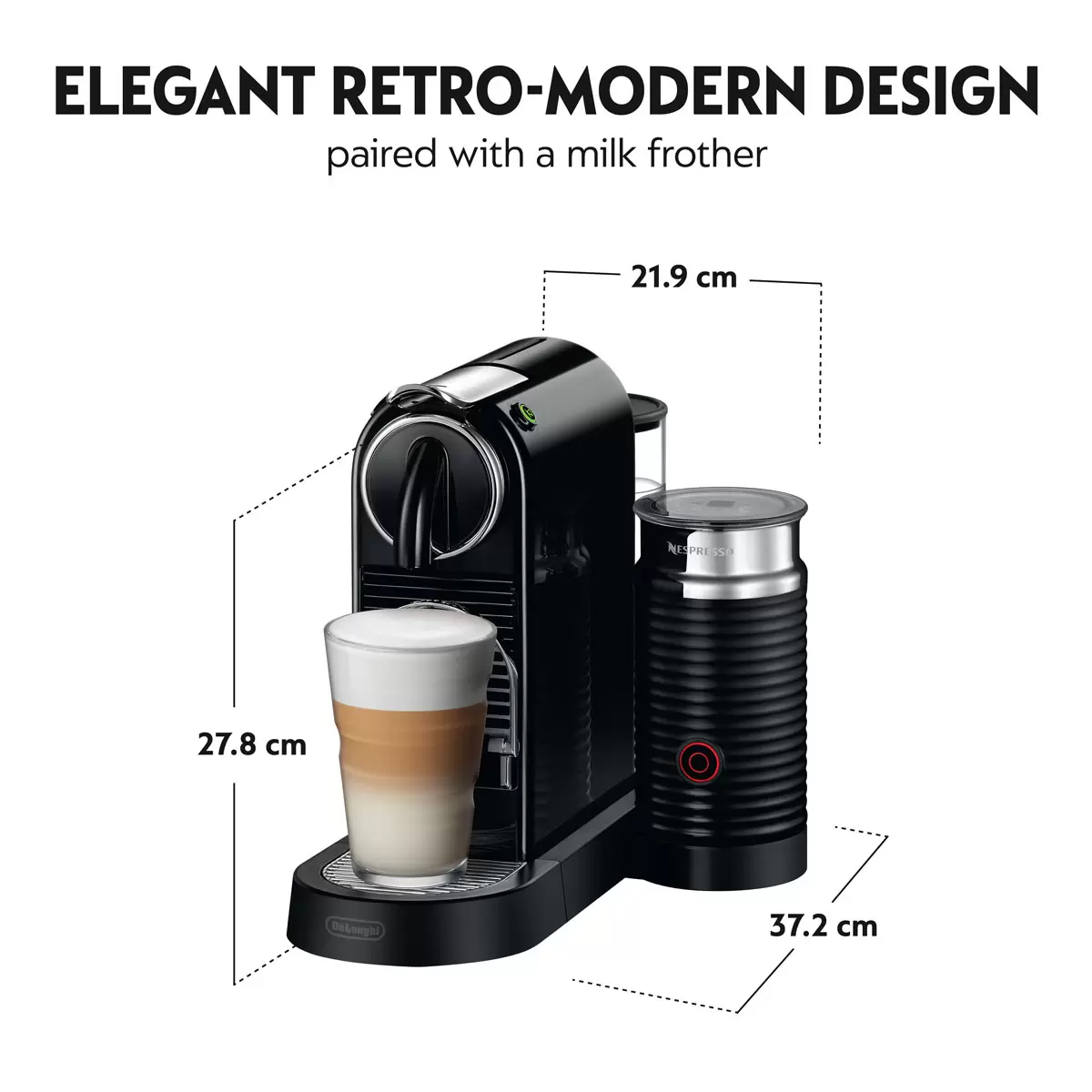 Nespresso by De'Longhi Citiz Capsule Coffee Machine & Aeroccino Milk Frother, Black - Image 6