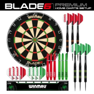 Winmau Blade 6 Dartboard with Darts & Oche Line